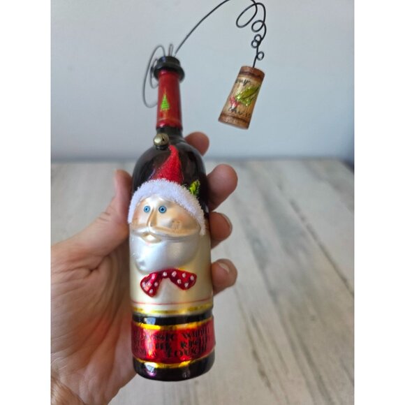 Santa wine glass AS IS ornament Xmas champagne glitter unique large tree - Picture 8 of 8